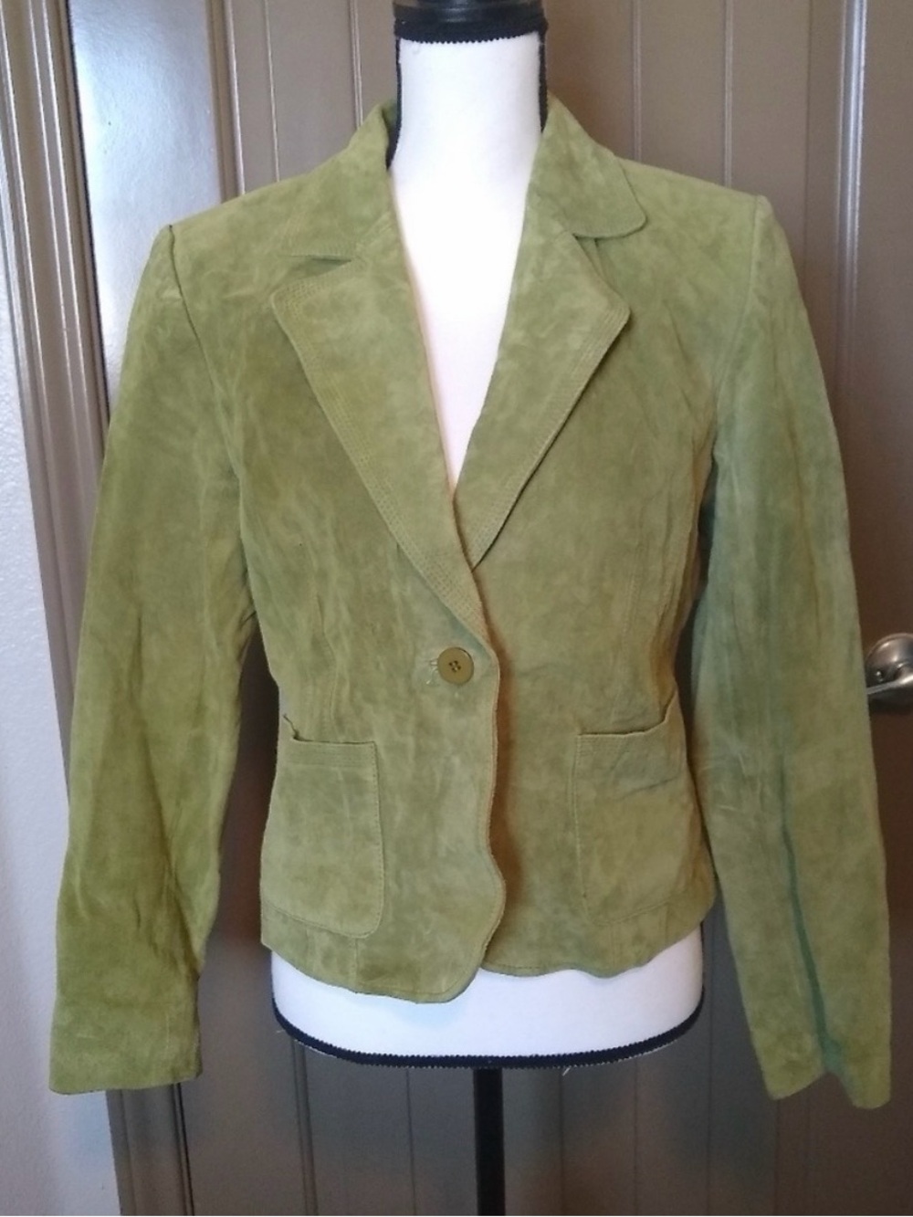 Y2K ALMAFI Green Suede Single-Button Women's Blazer Jacket
